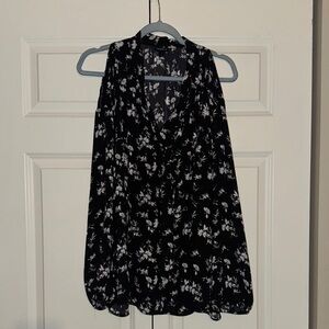 Torrid Black and White Floral Blouse